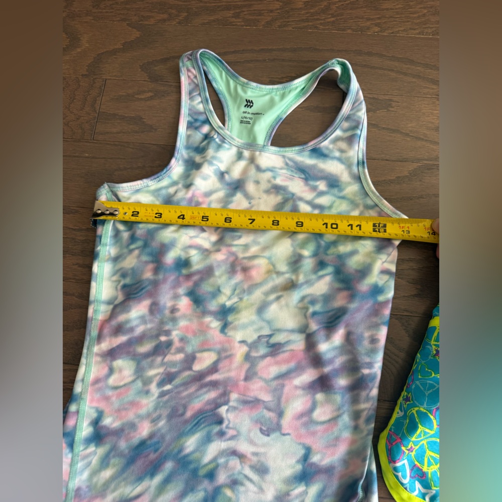 Girls athletic lot Sz Large 10/12 tank top w/bra shorts colorful summer sports - Picture 6 of 16